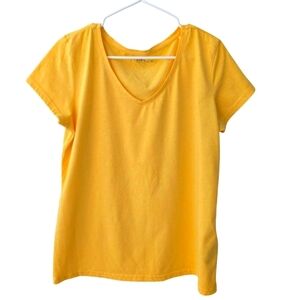 NWOT Colours Of The World Women's Yellow V-Neck T-Shirt SZ L